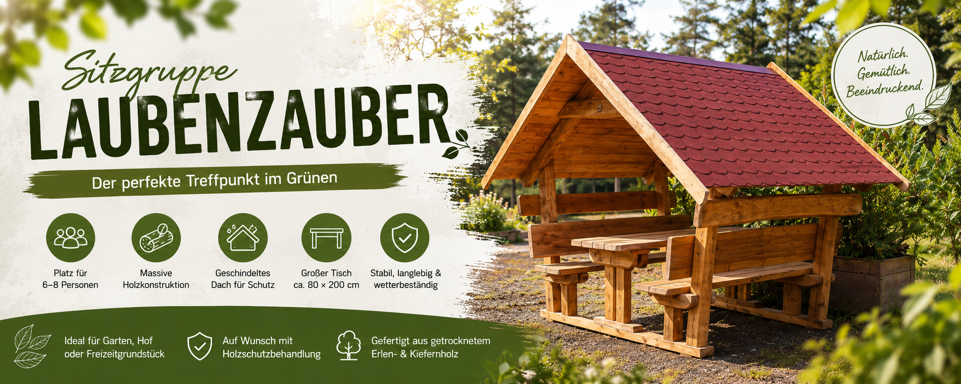 Überdachte Sitzgruppe Laubenzauber