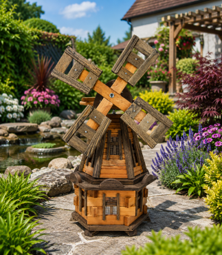 Gartenwindmühlen aus Holz