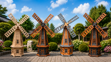 Gartenwindmühlen aus Holz