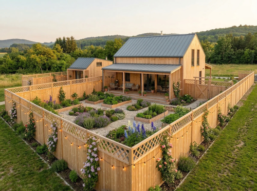 Brettzaun Rotterdam aus Douglasie mit Rankgitter – 180 x 180 cm