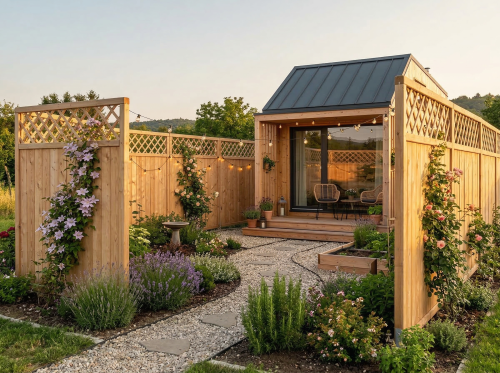 Brettzaun Rotterdam aus Douglasie mit Rankgitter – 90 x 180 cm