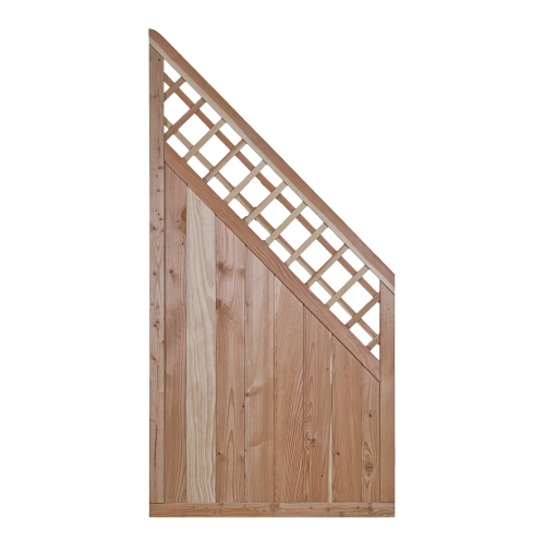 Brettzaun Rotterdam Schrägelement aus Douglasie mit Rankgitter – 90 x 180/90 cm