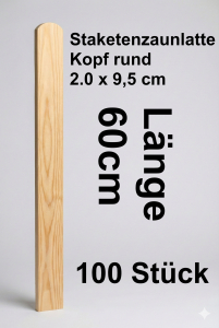 Rundbogenlatte kdi, 2,0 x 9,5 x 60 cm; 100 Stück