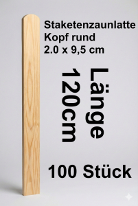 Rundbogenlatte kdi, 2,0 x 9,5 x 120 cm; 100 Stück