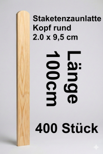 Rundbogenlatte kdi, 2,0 x 9,5 x 100 cm; 400 Stück