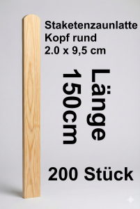 Rundbogenlatte kdi, 2,0 x 9,5 x 150 cm; 400 Stück