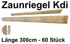 Zaunriegel halbrund kdi, 10 x 300 cm, 60 Stück