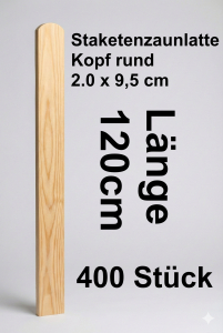 Rundbogenlatte kdi, 2,0 x 9,5 x 120 cm; 400 Stück