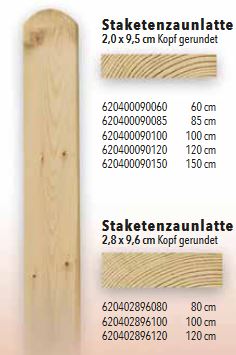 Rundbogenlatte kdi, 2,0 x 9,5 x 120 cm; 1 Stück