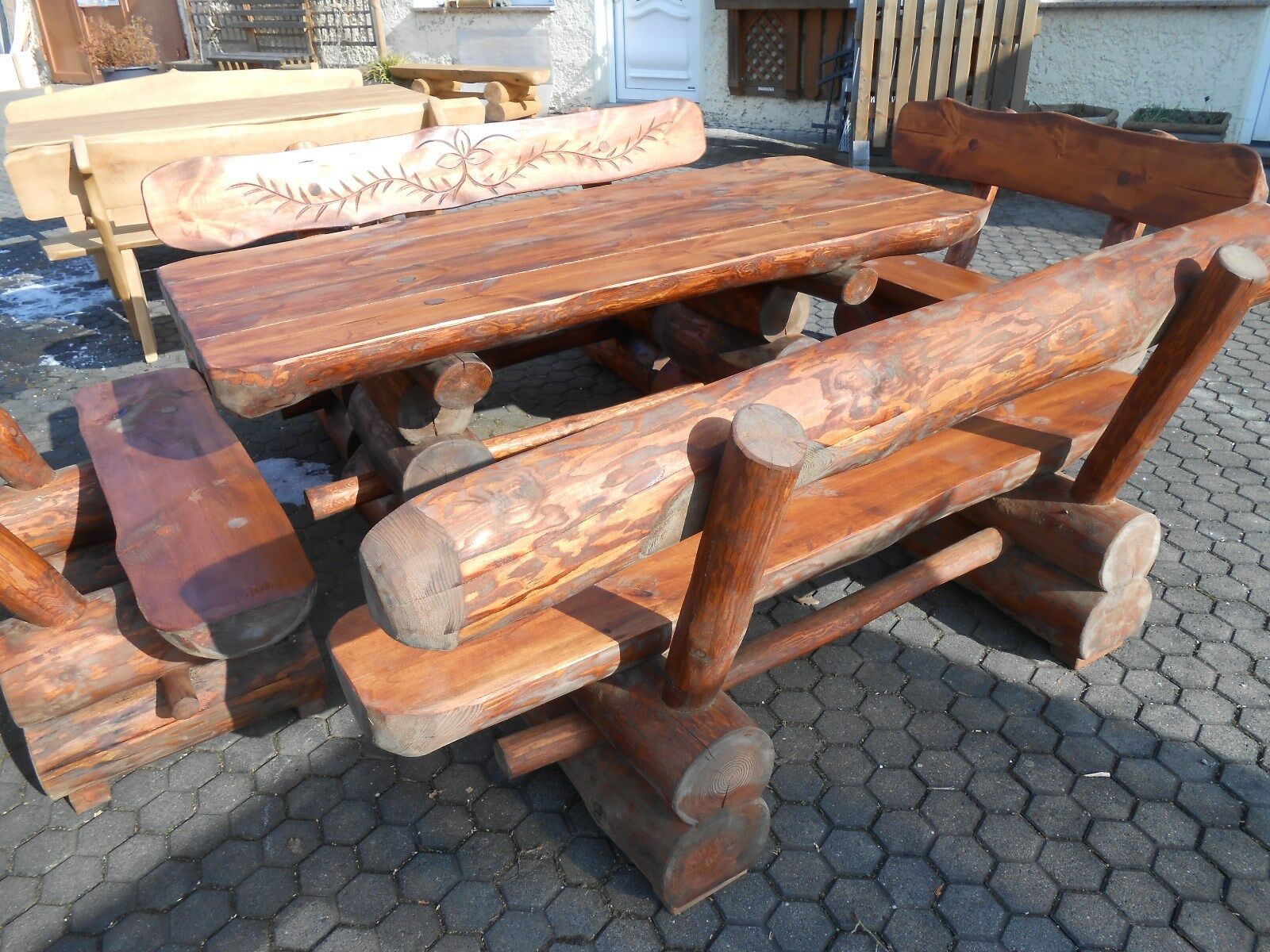 Rustikale Gartengarnitur "Allgäu" 4+1 - Eiche