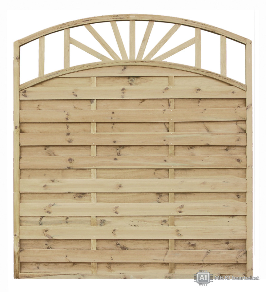 Dichtzaun Rimini Rundbogen 180 × 200/180 cm – mit Rankgitter