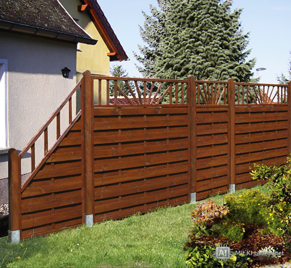 Dichtzaun Rimini Rundbogen 180 × 200/180 cm – mit Rankgitter
