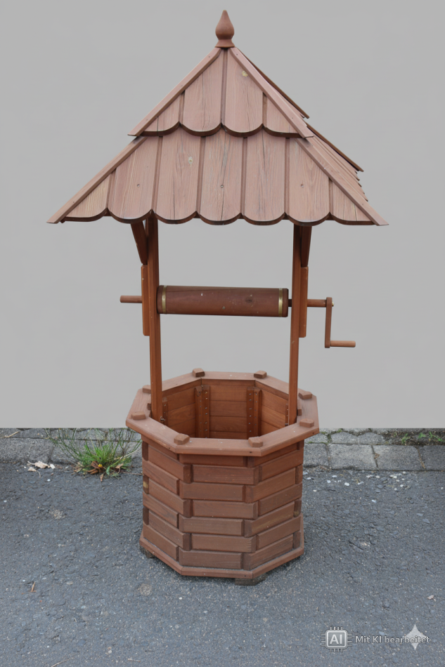 Holz-Gartenbrunnen mit Dach