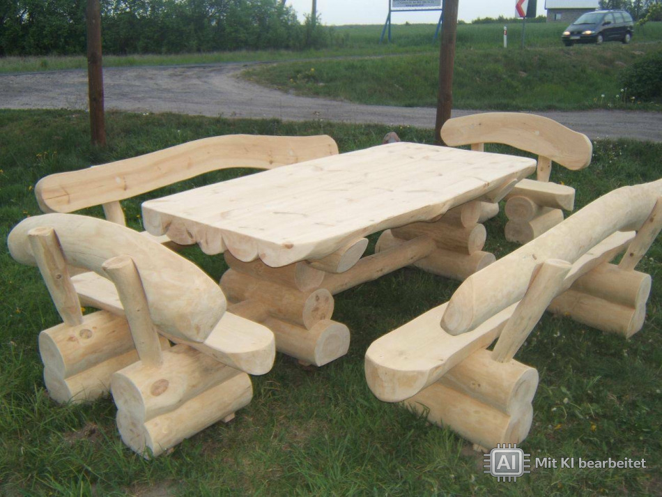 Rustikale Gartengarnitur " Allgäu" xxl 4+1, 300 cm lang