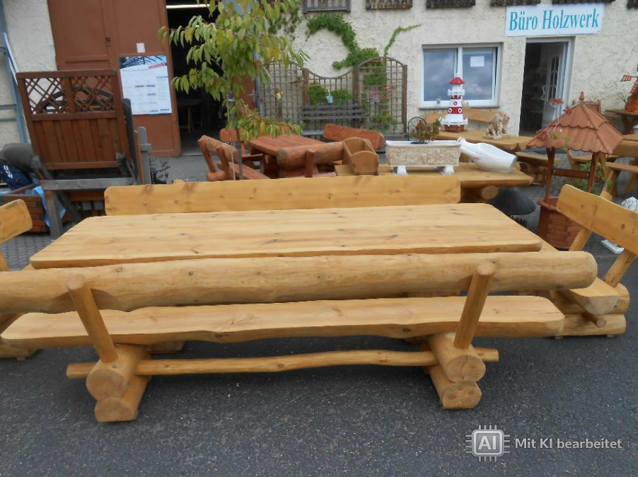Rustikale Gartengarnitur " Allgäu" xxl 4+1, 300 cm lang