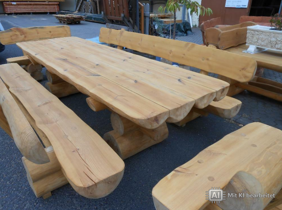 Rustikale Gartengarnitur " Allgäu" xxl 4+1, 300 cm lang