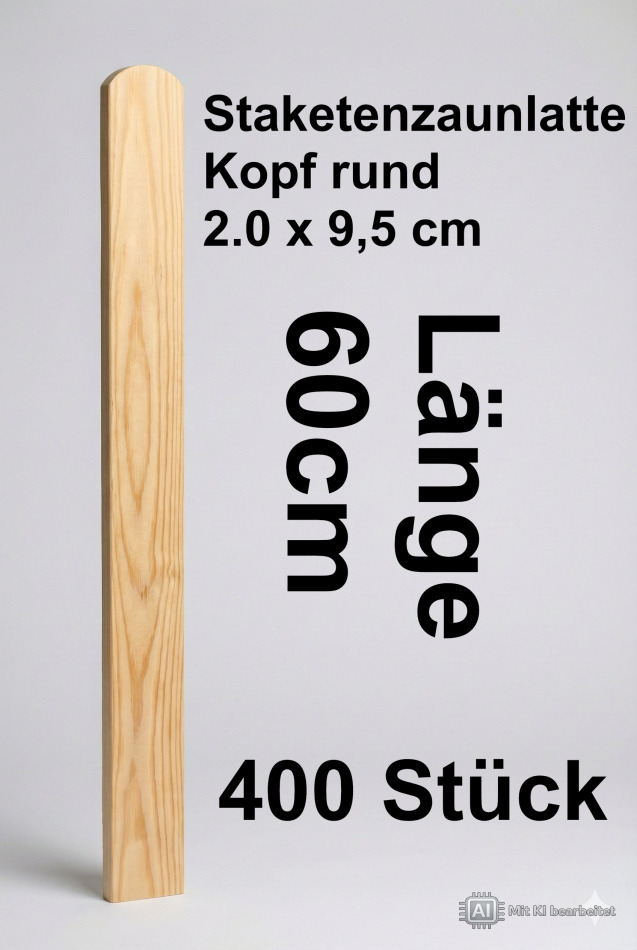 Rundbogenlatte kdi, 2,0 x 9,5 x 60 cm; 400 Stück