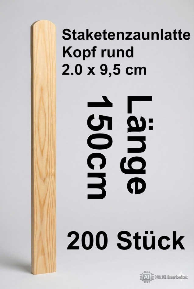Rundbogenlatte kdi, 2,0 x 9,5 x 150 cm; 200 Stück