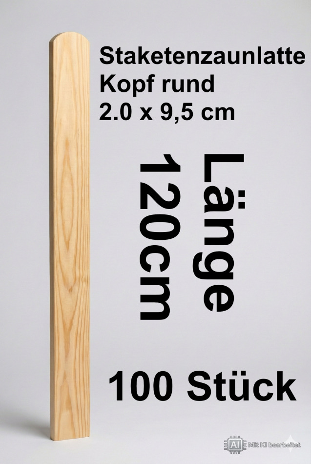 Rundbogenlatte kdi, 2,0 x 9,5 x 120 cm; 100 Stück