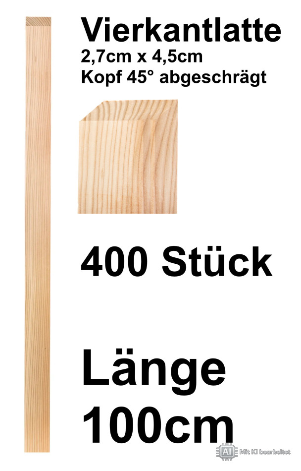 Vierkantlatte kdi 2,7 x 4,5 x 100 cm gehobelt, 400 Stück