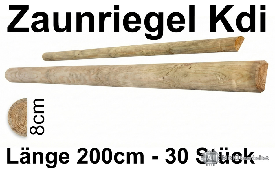 Zaunriegel halbrund kdi, 8 x 200 cm, 30 Stück