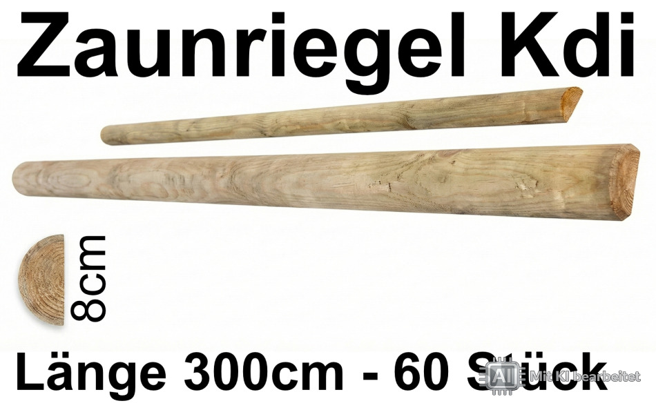 Zaunriegel halbrund kdi, 8 x 300 cm, 60 Stück