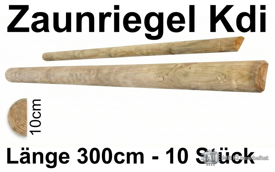 Zaunriegel halbrund kdi, 10 x 300 cm, 10 Stück