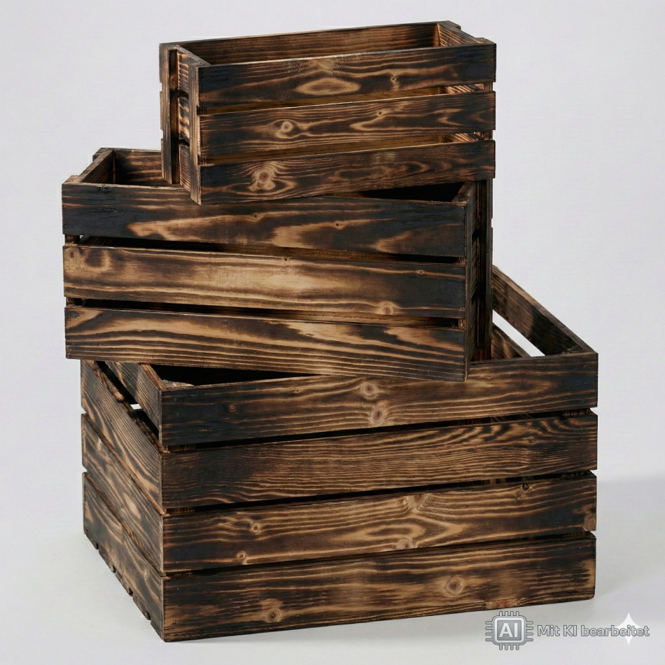 Holzstiege geflammt 25x40x31cm