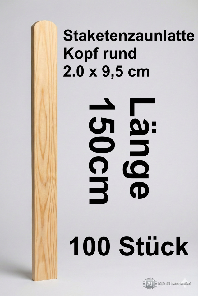 Rundbogenlatte kdi, 2,0 x 9,5 x 150 cm; 100 Stück