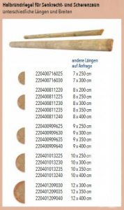 Zaunriegel halbrund kdi, 8 x 200 cm, 112 Stück