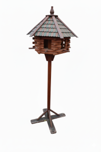 Stilvolles Vogelhaus aus Holz mit Ständer