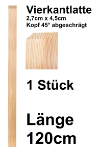Vierkantlatte kdi 2,7 x 4,5 x 120 cm gehobelt, 1 Stück