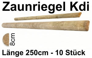 Zaunriegel halbrund kdi, 8 x 250 cm, 10 Stück
