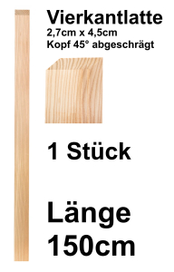 Vierkantlatte kdi 2,7 x 4,5 x 150 cm gehobelt, 1 Stück