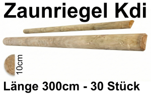 Zaunriegel halbrund kdi, 10 x 300 cm, 30 Stück