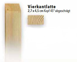 Vierkantlatte 2,7 x 4,5 x 150 mm gehobelt, 200 Stück